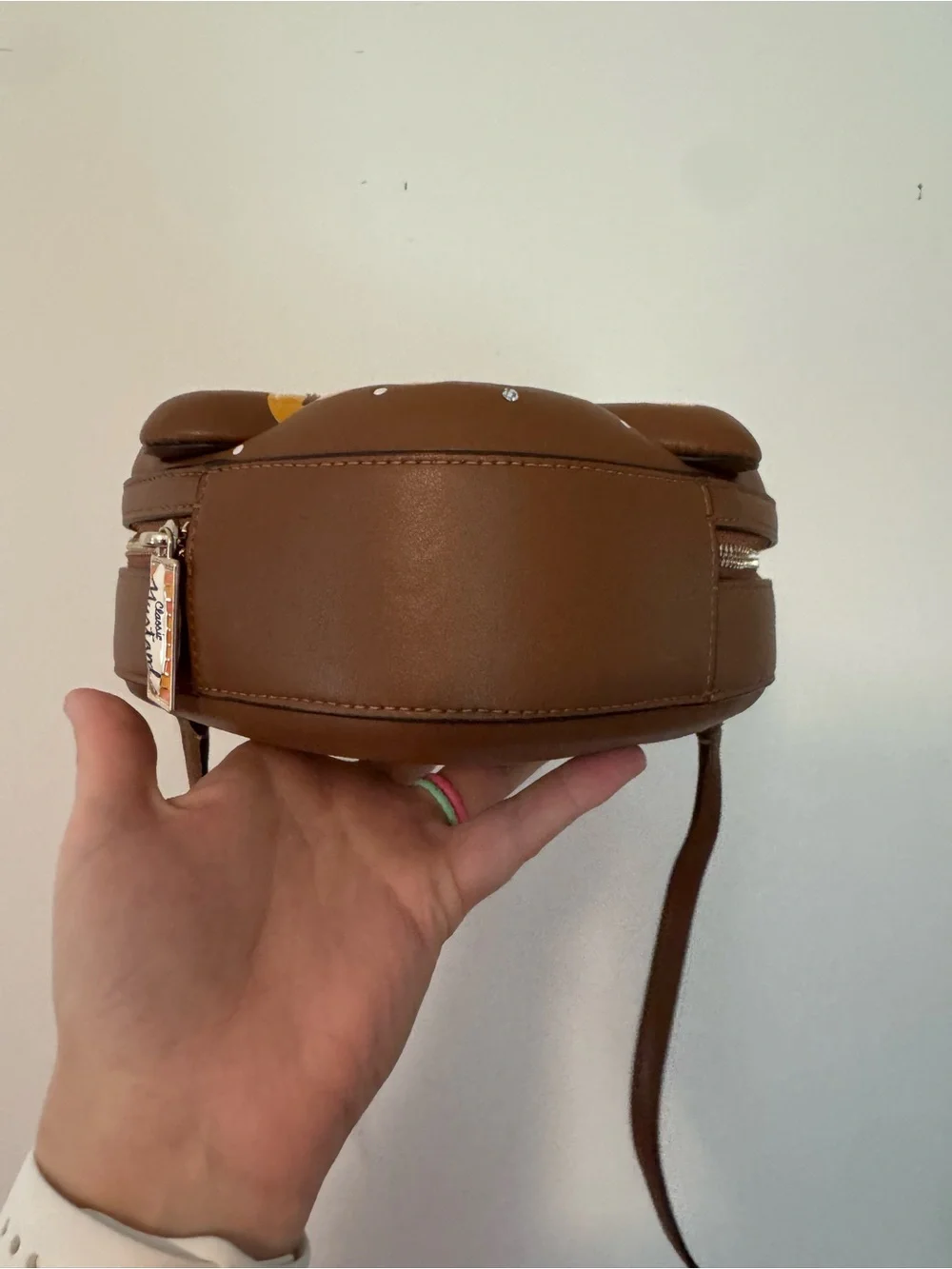 kate spade Brown & Cream Pretzel-Shaped Crossbody Bag with Mustard Packet Zipper - Picture 7 of 17